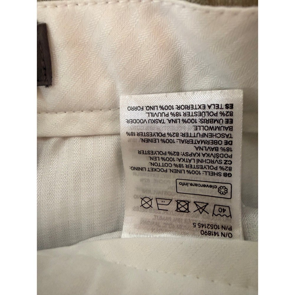 H&M Mens Relaxed Fit 100% Linen Pleated Trousers Tan 30R Neutral Minimalist Chic - Picture 8 of 9